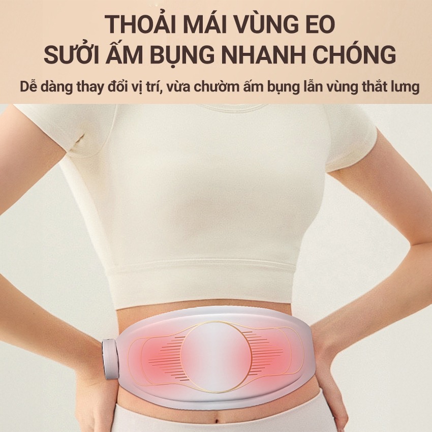 Máy massage xung điện EMS tan mỡ bụng BM-B48, đai massage lưng bụng rung nhiệt đánh tan mỡ, giảm đau bụng kinh