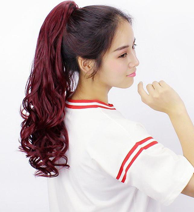 Ngoạm xoăn dài màu đỏ vang ❤️FREESHIP❤️ tóc giả màu đỏ, ngoạm tóc giả đỏ vang