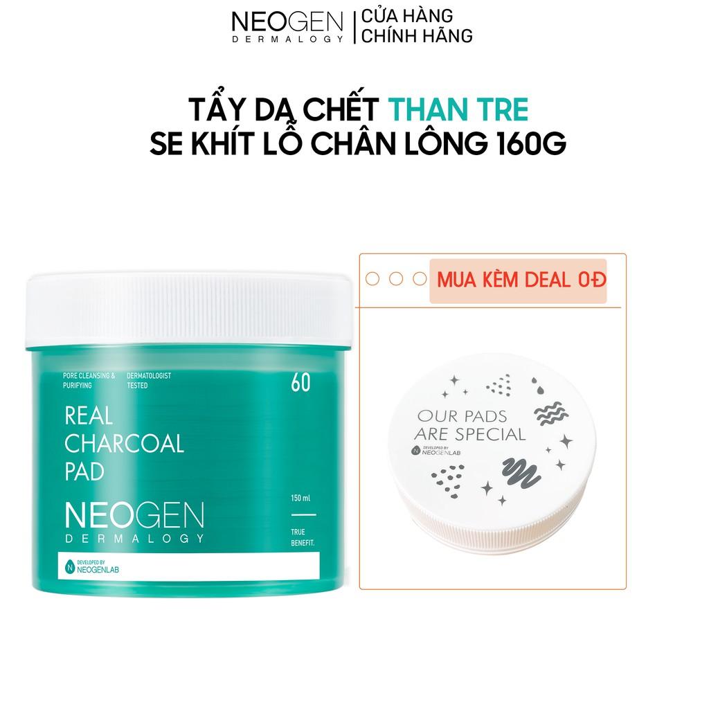 Toner Pad Tẩy Da Chết Than Tre Se Khít Lỗ Chân Lông Neogen Dermalogy Real Charcoal 60 Miếng