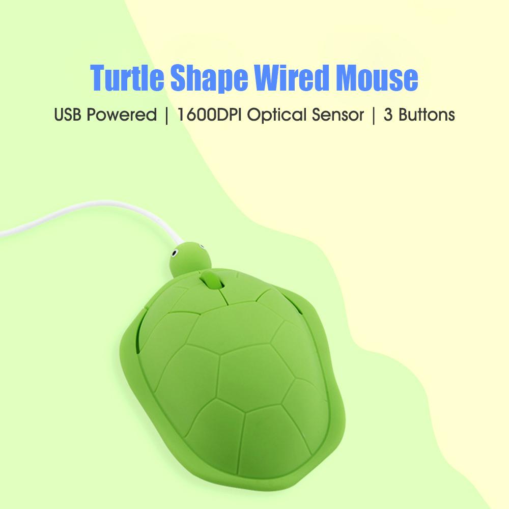 Turtle Shape Wired Mouse Cute Mini Laptop Mouse 1600 DPI Optical Sensor/3 Buttons/Ergonomic Design/USB Powered Computer