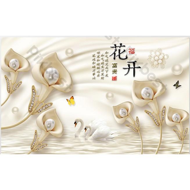 Tranh dán tường Tranh hoa trang sức sang trọng, tranh dán tường 3d hiện đại MS1190577