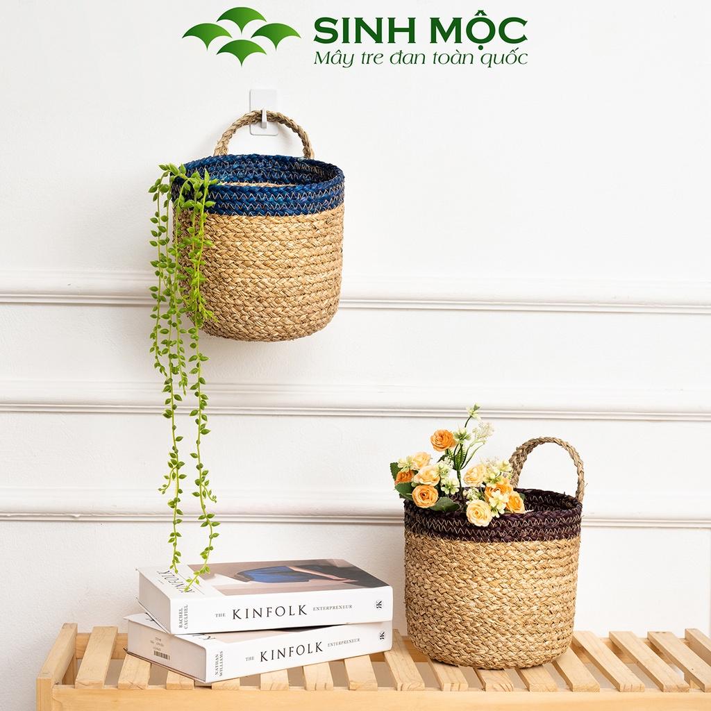 Giỏ cói, giỏ mây tre đan, giỏ cói trồng cây, Decor đựng đồ Sinh Mộc - M1005