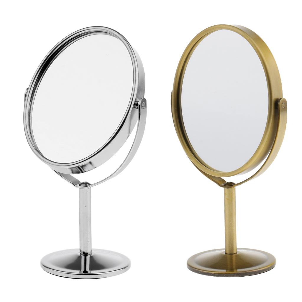 Dual Side Normal Magnifying Oval Stand Makeup Cosmetic Vanity Mirrors 2pcs