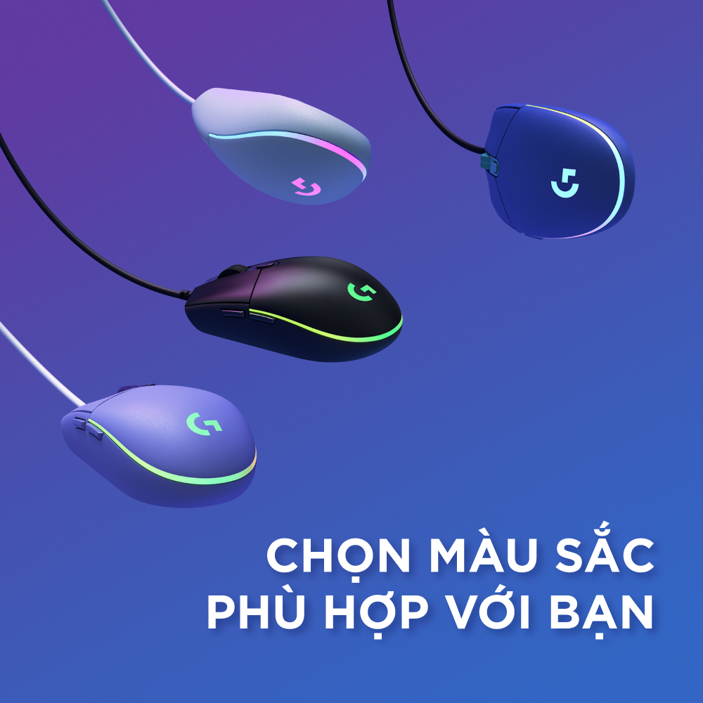 Chuột game có dây Logitech G203 Lightsync - Tùy chỉnh RGB, 6 nút lập trình, nhẹ, 8000 DPI, PC/Mac - Hàng chính hãng