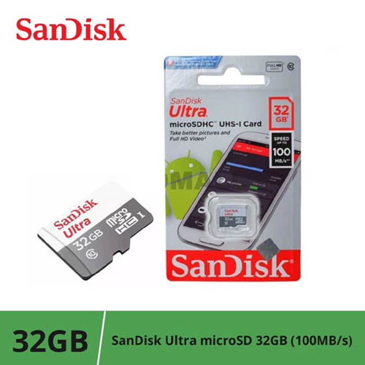 Thẻ nhớ SDHC Sandisk Ultra 32GB tốc độ 100MB/s UHS-I hàng chính hãng