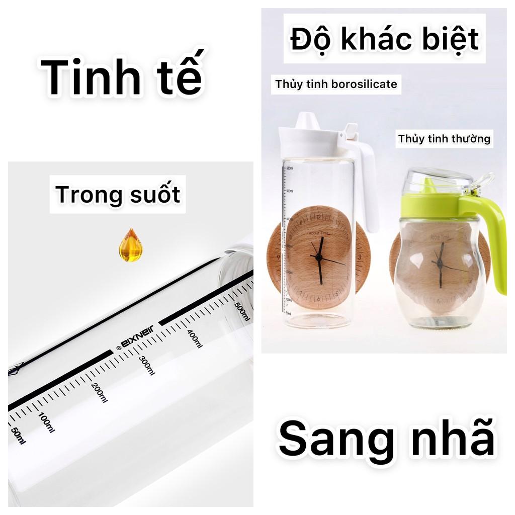 Bình đựng dầu ăn thông minh, thủy tinh borosilicate, bình đựng nước mắm, phong cách hiện đại