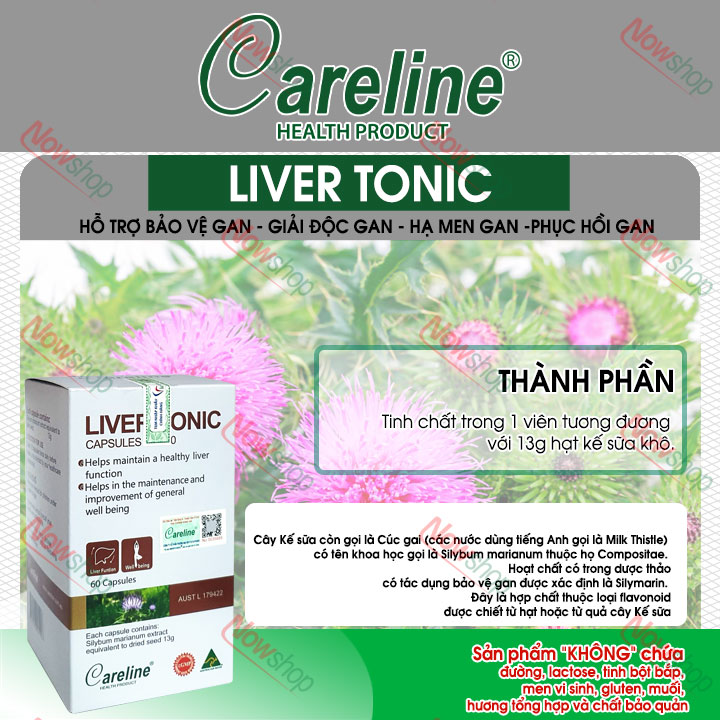 Viên uống thanh nhiệt giải độc Careline Liver Tonic phục hồi và tăng cường chức năng giúp hạ men gan