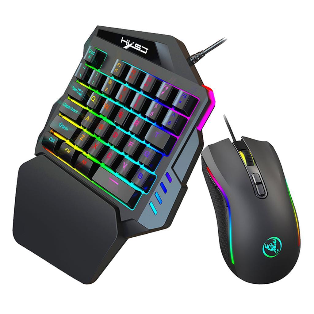 Mini -Handed Gaming Keyboard Mouse Combo USB Wired Game 35 Keys Accessory