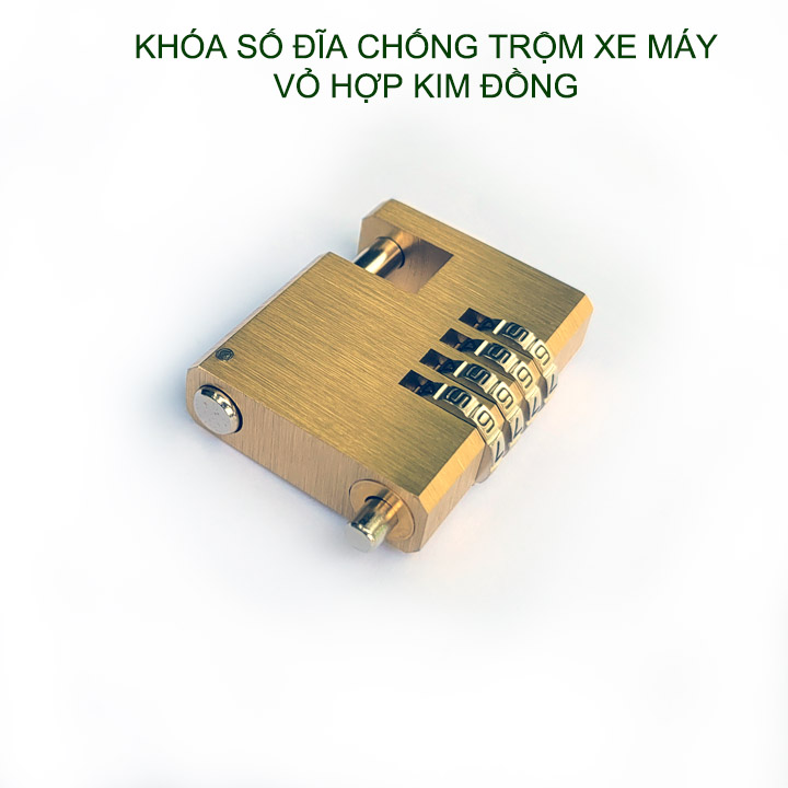 Khóa số đĩa chống trộm xe máy bằng hợp kim đồng, 4 mã số có thể thay đổi