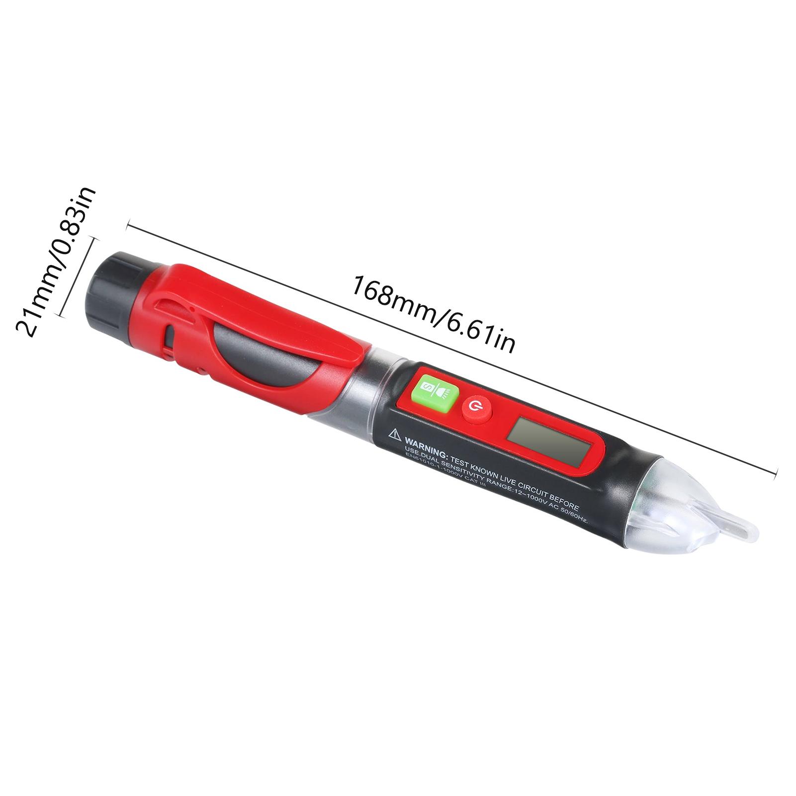 AC Voltage Detector LCD Digital Test Pencil Voltage Tester NCV Tester Electricity Detector with Flashlight Sensitivity Adjustable Sound and Light Alarm