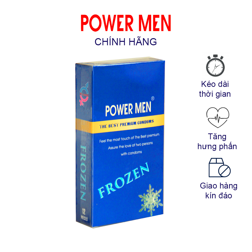 Bao cao su Powermen Tăng khoái cảm mát lạnh bạc hà hộp 12 BCS