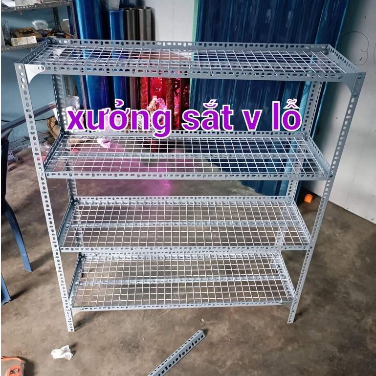 Kệ sắt v lỗ rộng 40cm x dài 1,5M ,Cao từ 60cm đến 1,5m ,Nhiều tầng kệ