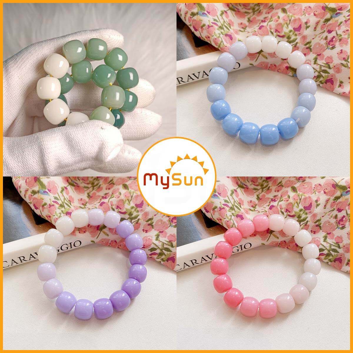 Vòng chuỗi hạt đeo tay đá thạch anh tóc trắng, tím, xanh, đỏ cho nam nữ đẹp MySun