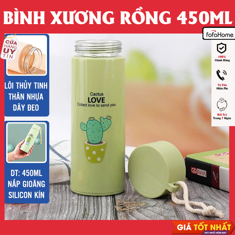Bình Giữ Nhiệt Xương Rồng, Bình Giữ Nhiệt Thủy Tinh, Bình Đựng Nước 450ml Ly Giữ Nhiệt, Bình Giữ Nhiệt Mini Giao Màu Ngẫu Nhiên