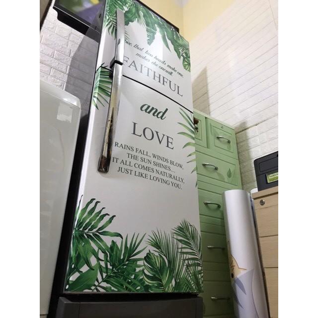 Miếng dán tủ lạnh LÁ XANH trang trí