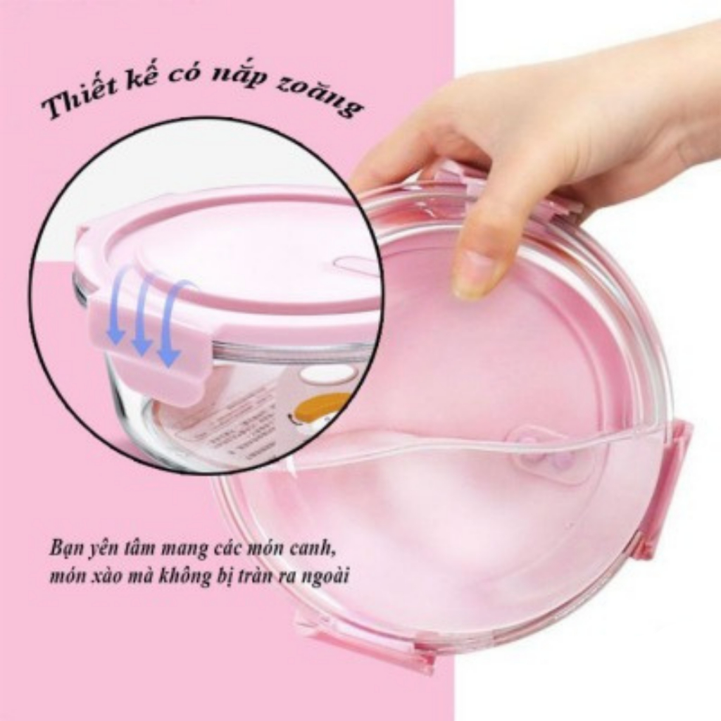 Hộp Thố Thủy Tinh 2 - 3 Ngăn Có Nắp Ron Chống Tràn Đựng Cơm Văn Phòng Sử Dụng Được Lò Vi Sóng Siêu Tiện Tợi