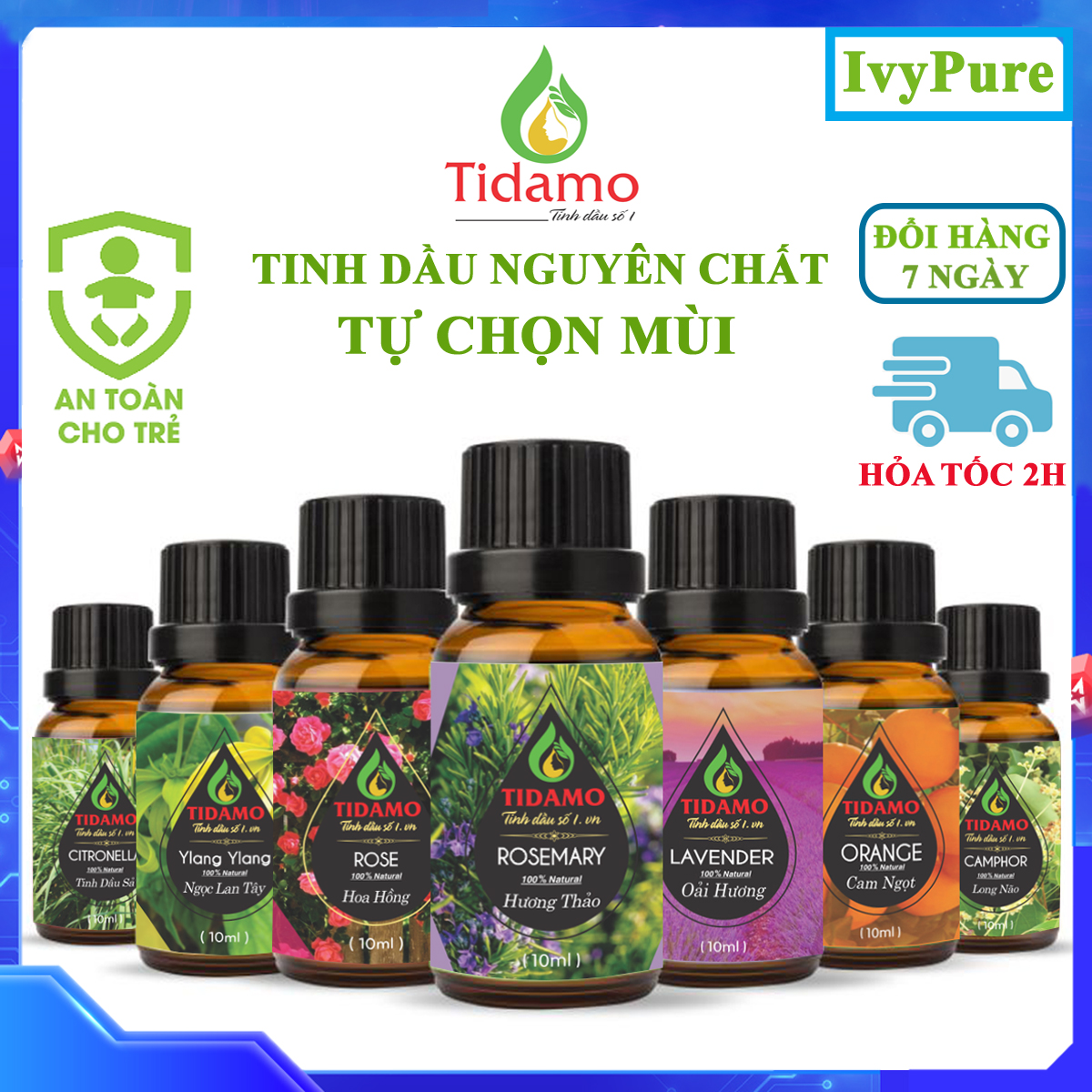 Tinh Dầu Xông Phòng Nguyên Chất, Tự Chọn Mùi | Chính Hãng, Có Kiểm Định Chất Lượng | Tinh Dầu TIDAMO Xông Thơm Phòng, Khử Khuẩn, Bảo Vệ Sức Khỏe và Đuổi Muỗi