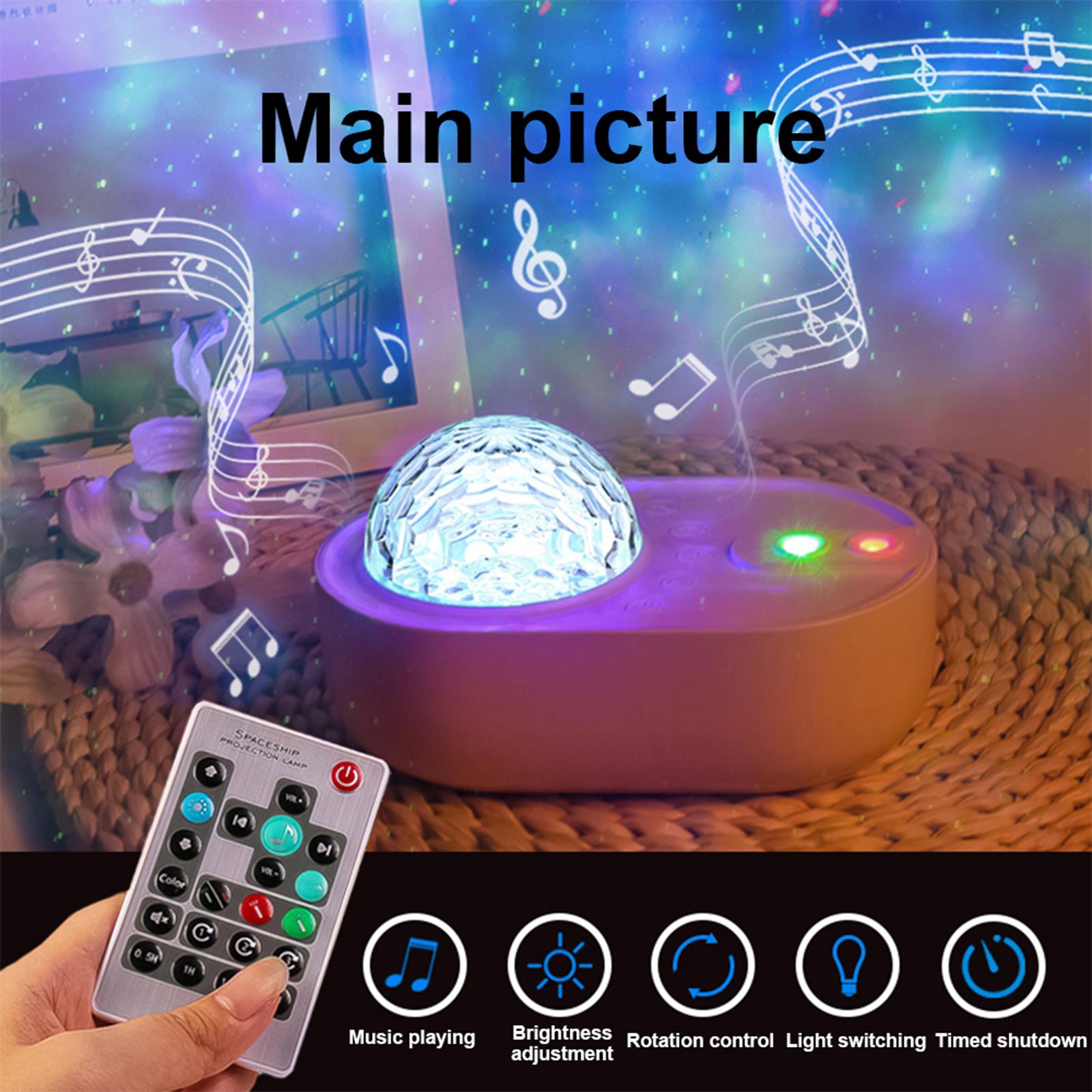 Space Ship Projection Light with Remote Control Colourful Light Music Projection Star Lamp for Bedroom Decoration Living Room
