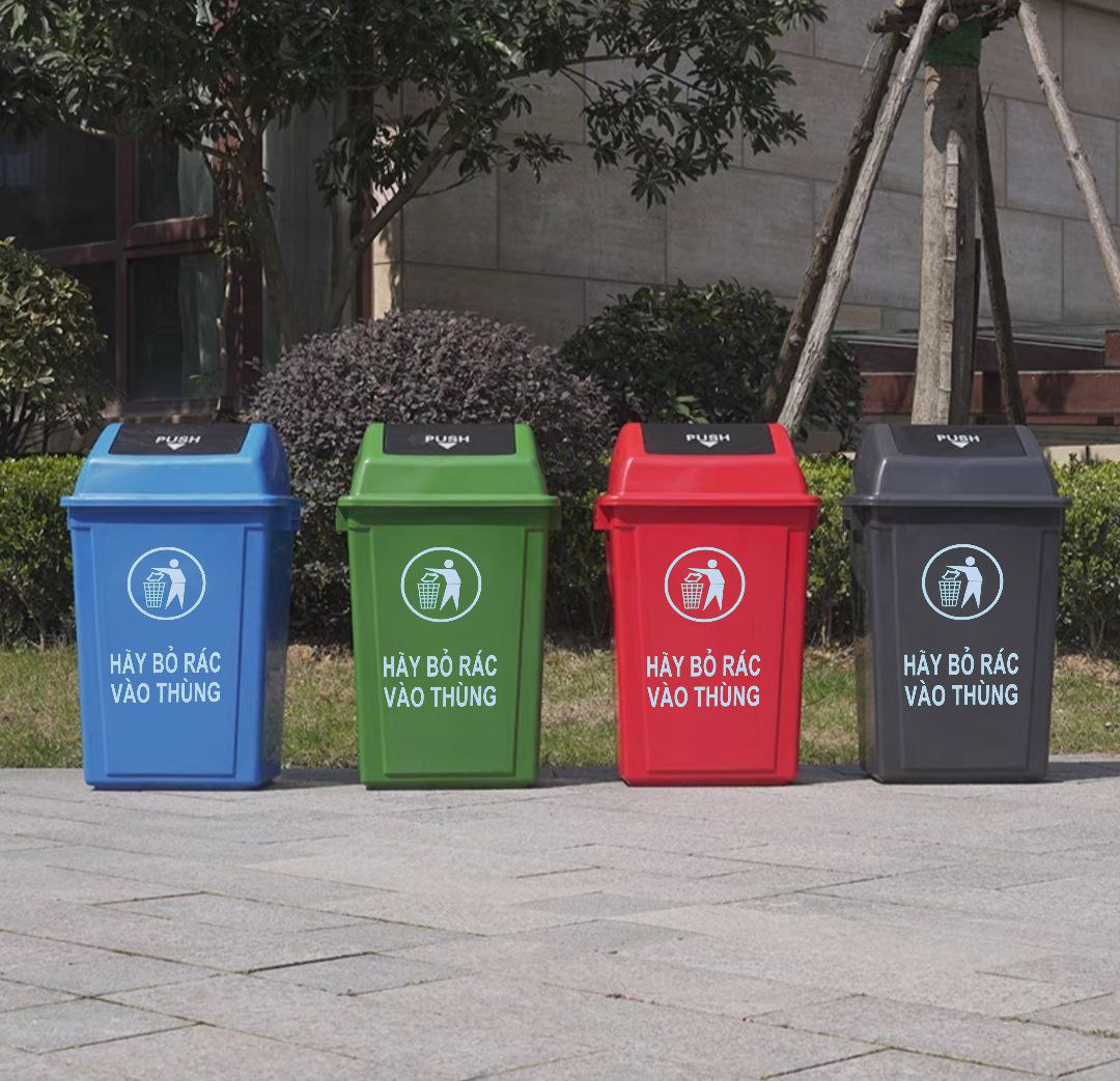Thùng Rác nắp lật 60L nhựa HDPE cao cấp – Thùng rác lật công nghiệp 60L bền bỉ, chịu lực tốt, chống va đập và ăn mòn hóa chất