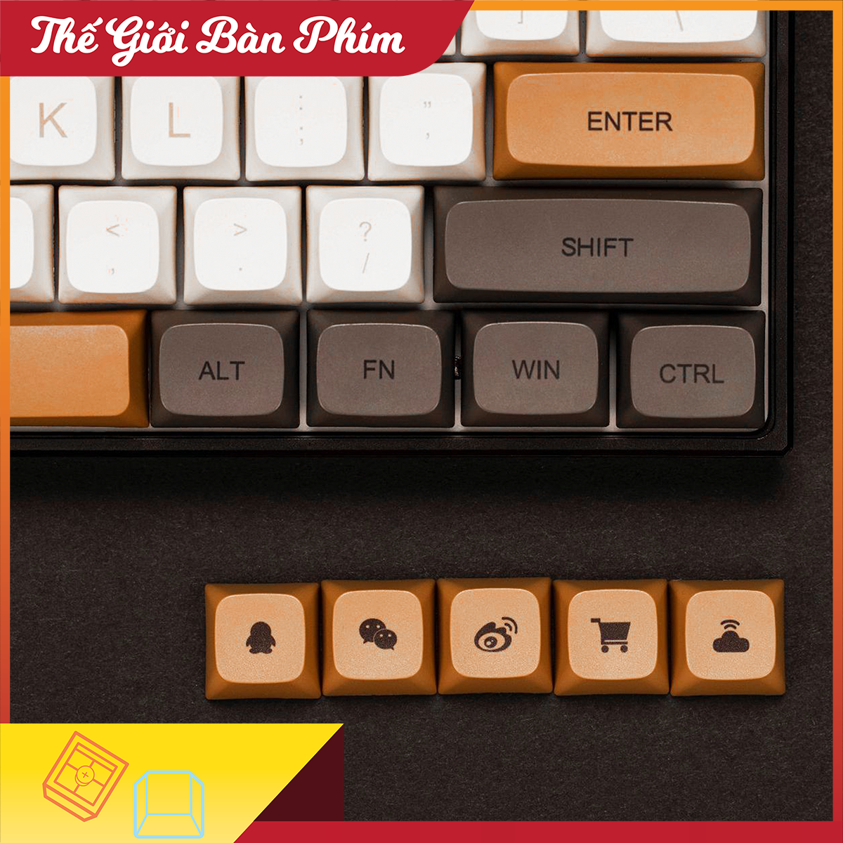 Keycap Coffee PBT XDA Profile cho bàn phím cơ đầy đủ 125 phím