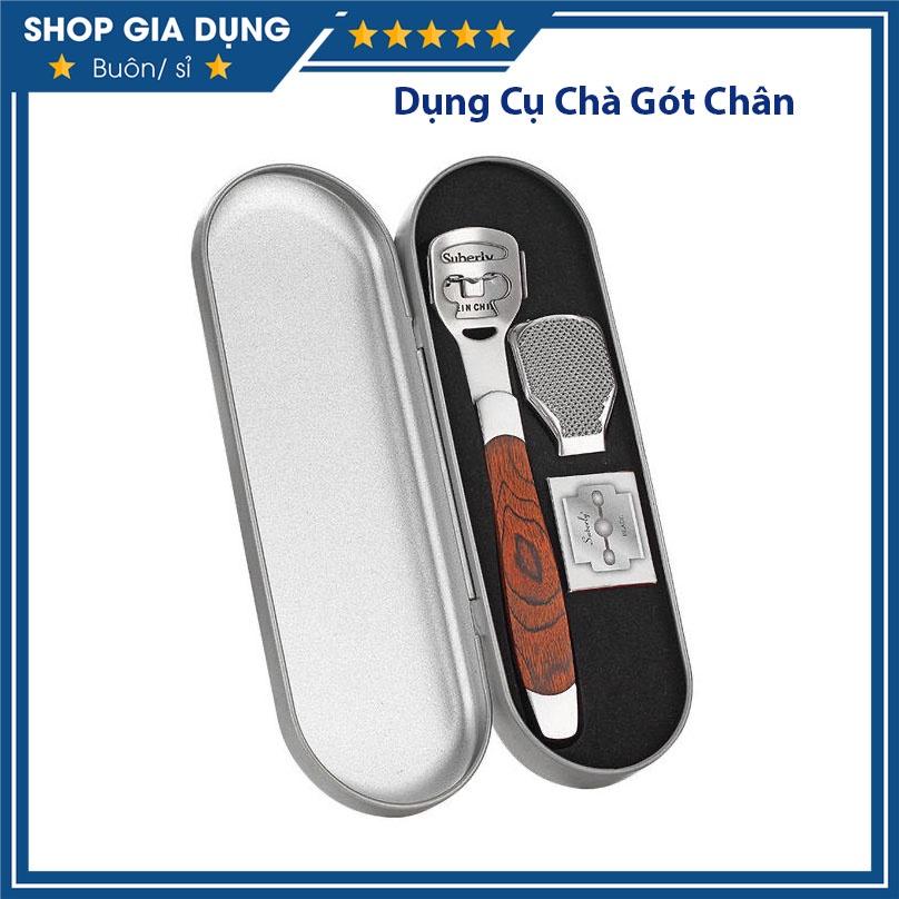 Dụng Cụ Chà Gót Chân, Mài Gót Chân, Tẩy Da Chết Bằng Inox Cao Cấp Kèm Lưỡi Cạo