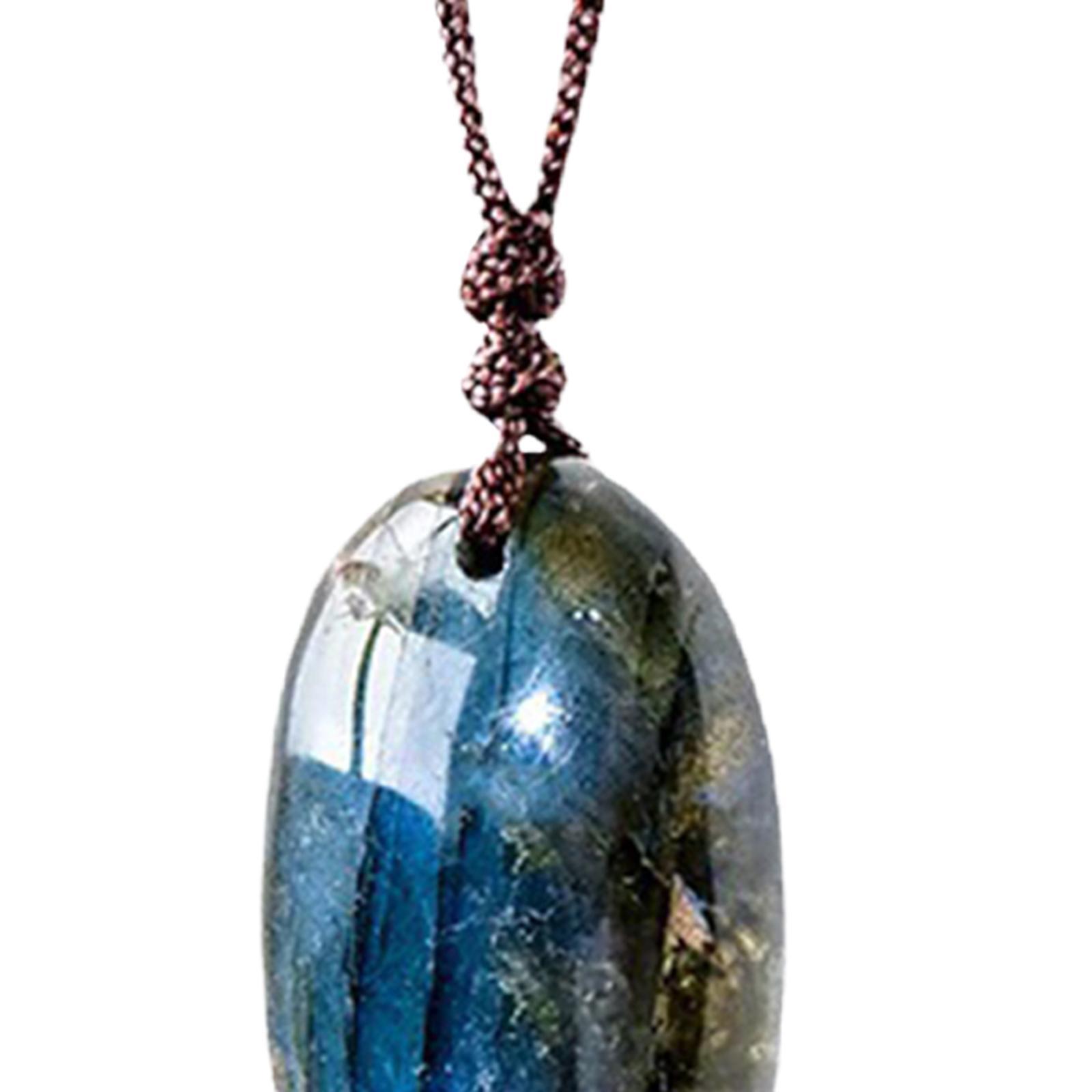 Labradorite Necklace Pendant Drop Retro Delicate Trendy Oval Pendant Necklace Charm Necklace for Birthday Gift Anniversary Girls Boys