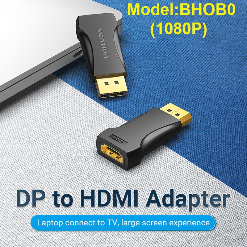 [ DP ra HDMI ] Đầu chuyển DP male ra HDMI female Vention HBPB0 (4K) / HBOB0 (1080P) _ Hàng chính hãng