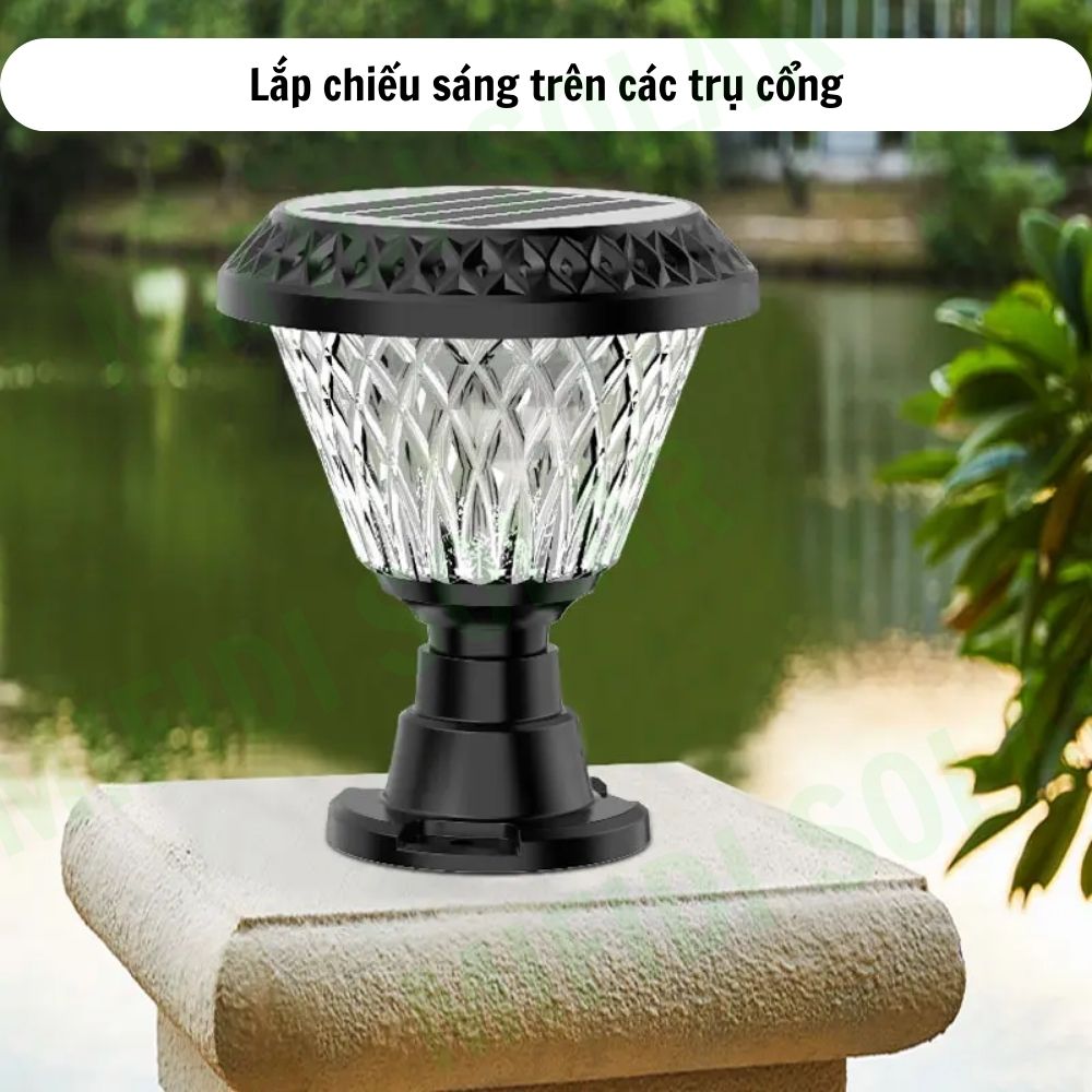 Đèn Trụ Hành Lang Dạng Tròn MIFIDI Năng Lượng Mặt Trời Với Remote Điều Khiển Thay Đổi 9 Chế Độ Màu DTHLDS