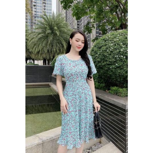 ĐẦM XÒE VOAN HOA CHÂN VÁY DẬP LY TAY PHỒNG