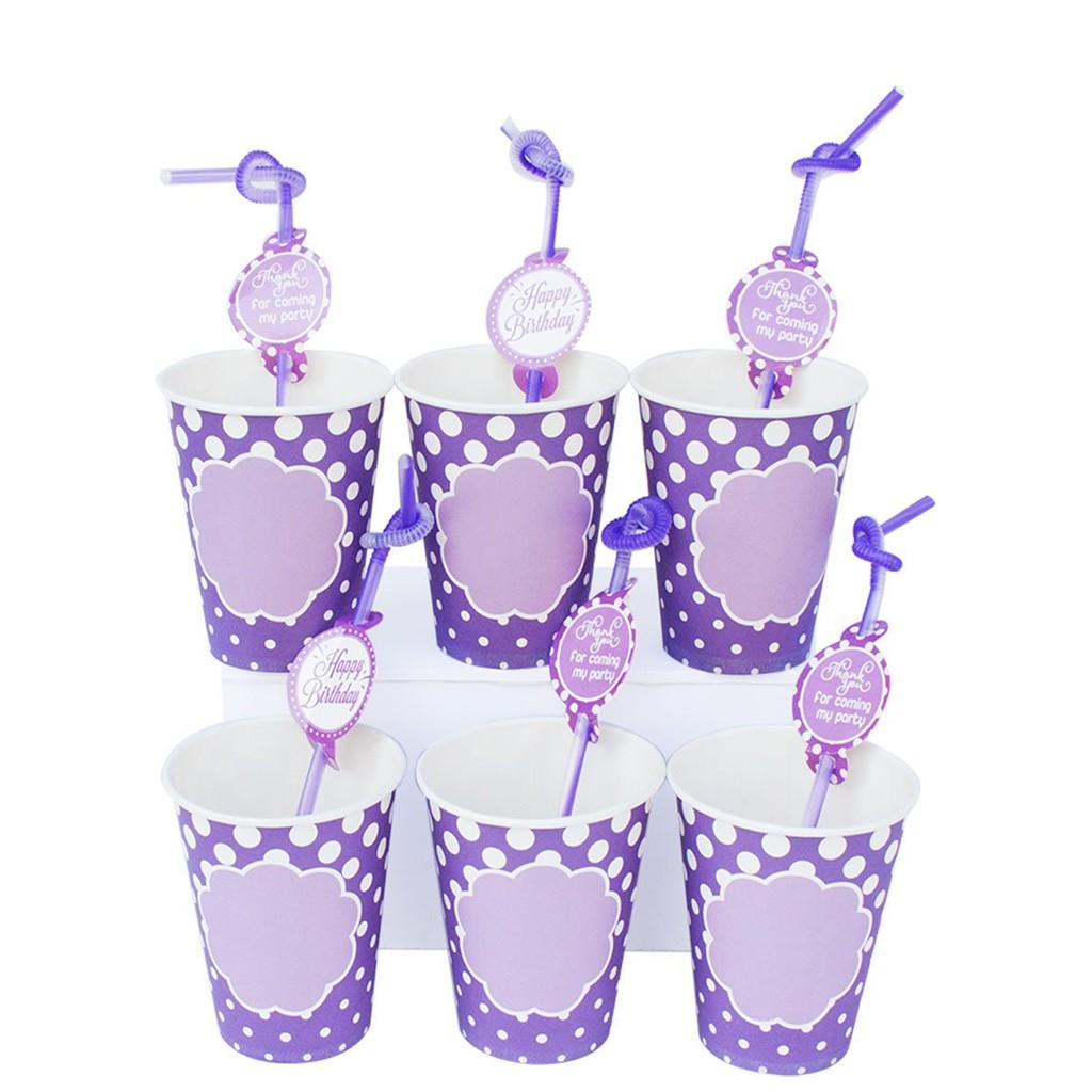 Set 6 cái Ly Giấy Chủ Đề Màu Trơn