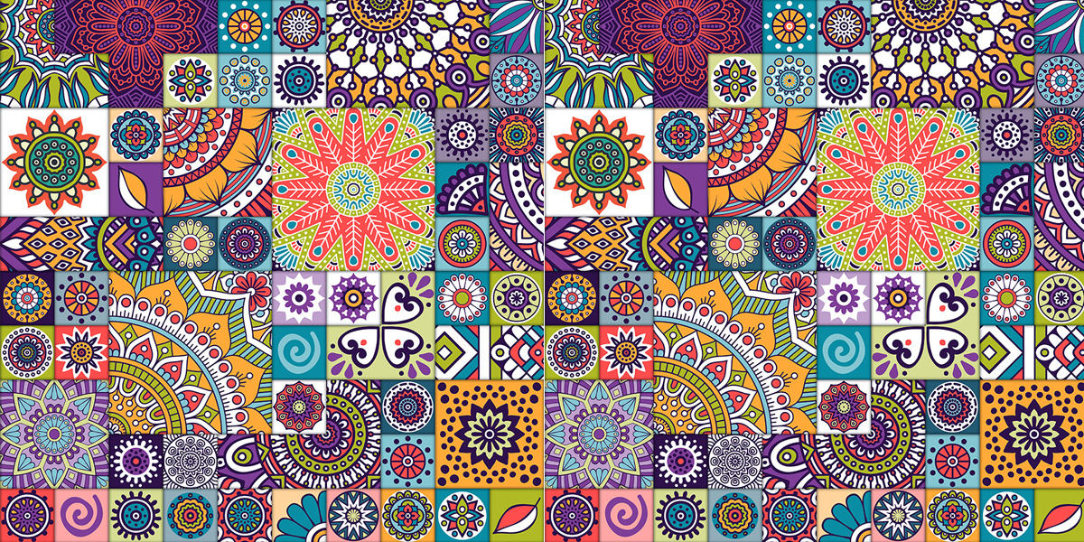 Decal gạch bông - Set 2 ô 60x60 - KT 60x120cm - Ms: KT10