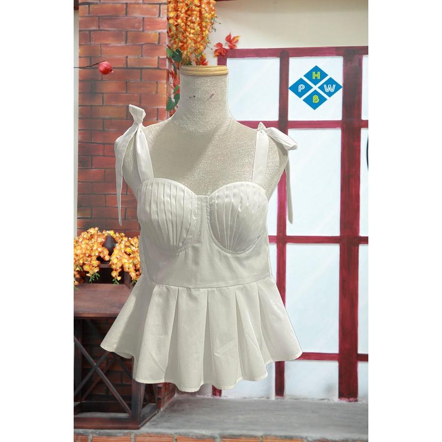 Áo Hai Dây Cúp Ngực Trắng