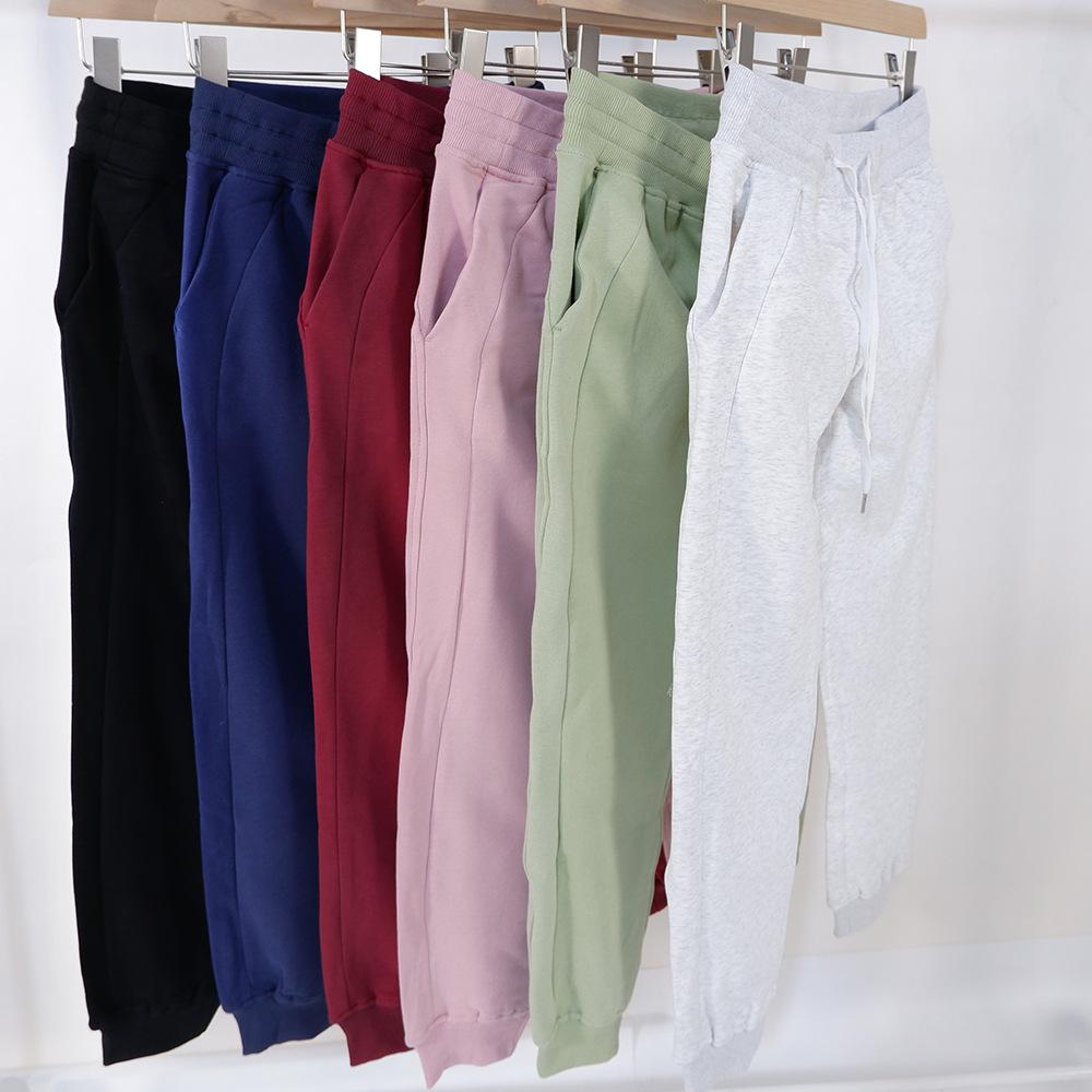 Scuba Jogger Sweatpants với logo Fitness Women cotton Cao vòng eo lỏng lẻo quần áo chạy bộ quần áo tập thể dục nữ mùa đông Color: black Size: XL