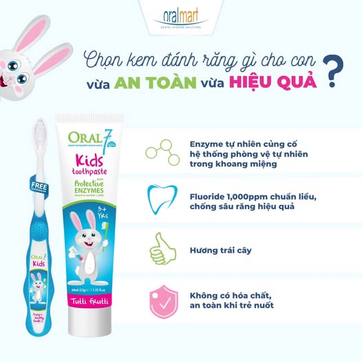 Kem Đánh Răng Oral7 Tiny Teeth Kèm Bàn Chải Ngón Tay – An Toàn Khi Nuốt (3 Tháng–3 Tuổi) - Nhập Khẩu Anh