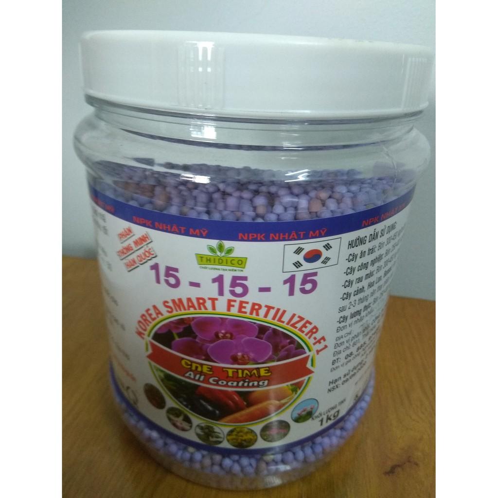 Phân tan chậm thông minh Hàn Quốc NPK 15-15-15 - chai 1 kg