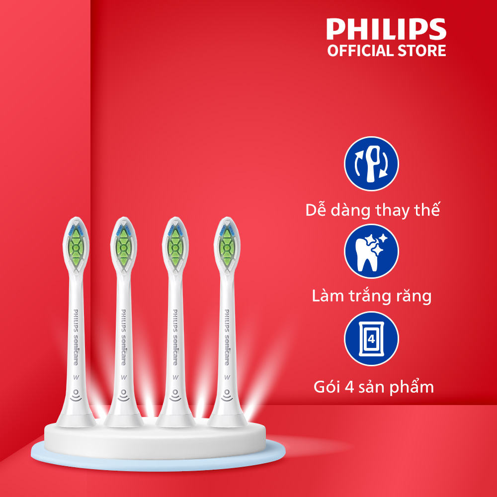 Đầu Bàn Chải Điện W2 Philips Sonicare Hx606467 Sạch Sâu, Trắng Răng - Bộ 4 Cái - Trắng - Hàng Chính Hãng
