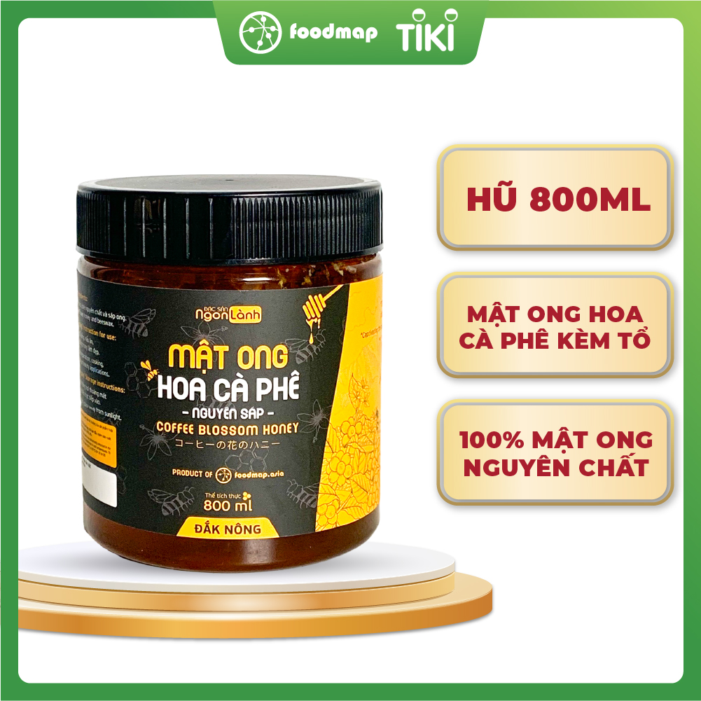 Mật Ong Nguyên Chất Kèm Tổ Hoa Cà Phê - Hũ 800ml