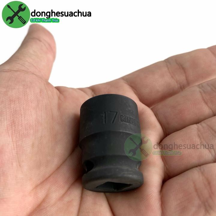 Tuýp 17mm 3/8 Kingtony 353517M loại ngắn 6 cạnh màu đen