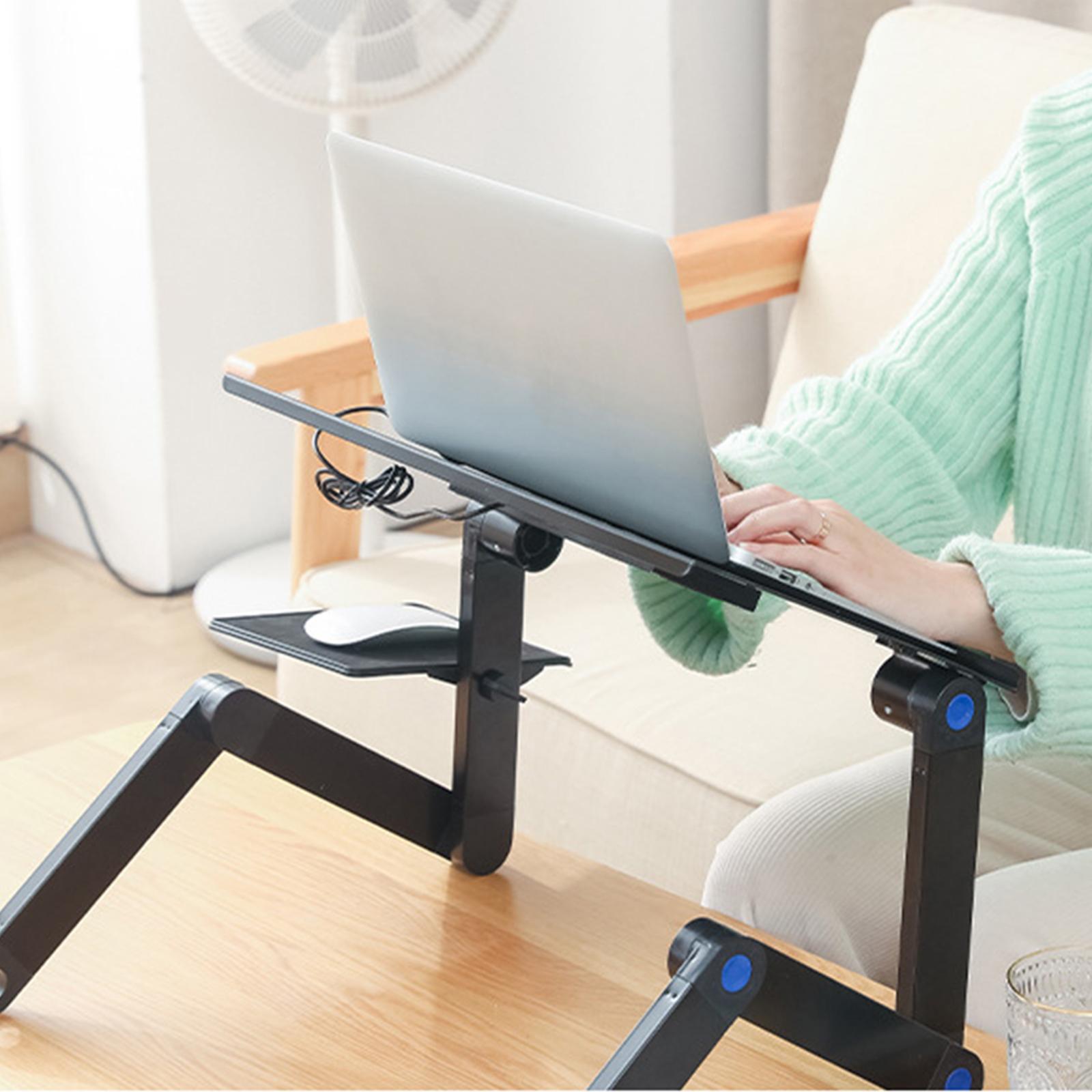 Adjustable Laptop Stand with Cooling Fans Removable Mouse Pad Portable Notebook Stand Foldable Computer Riser