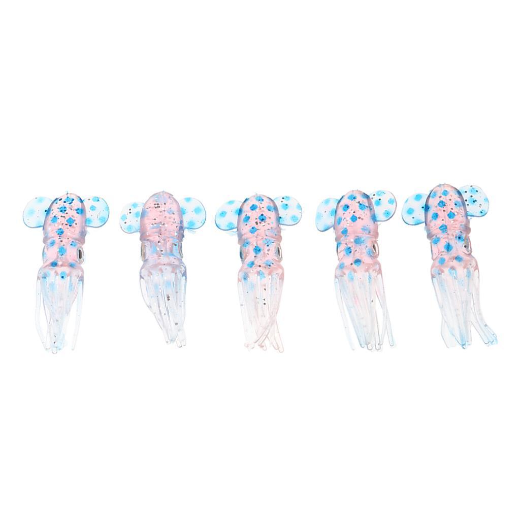 5Pcs Squid Skirt Baits Octopus Lures Glow in Dark Soft Saltwater Trolling Fishing Lures