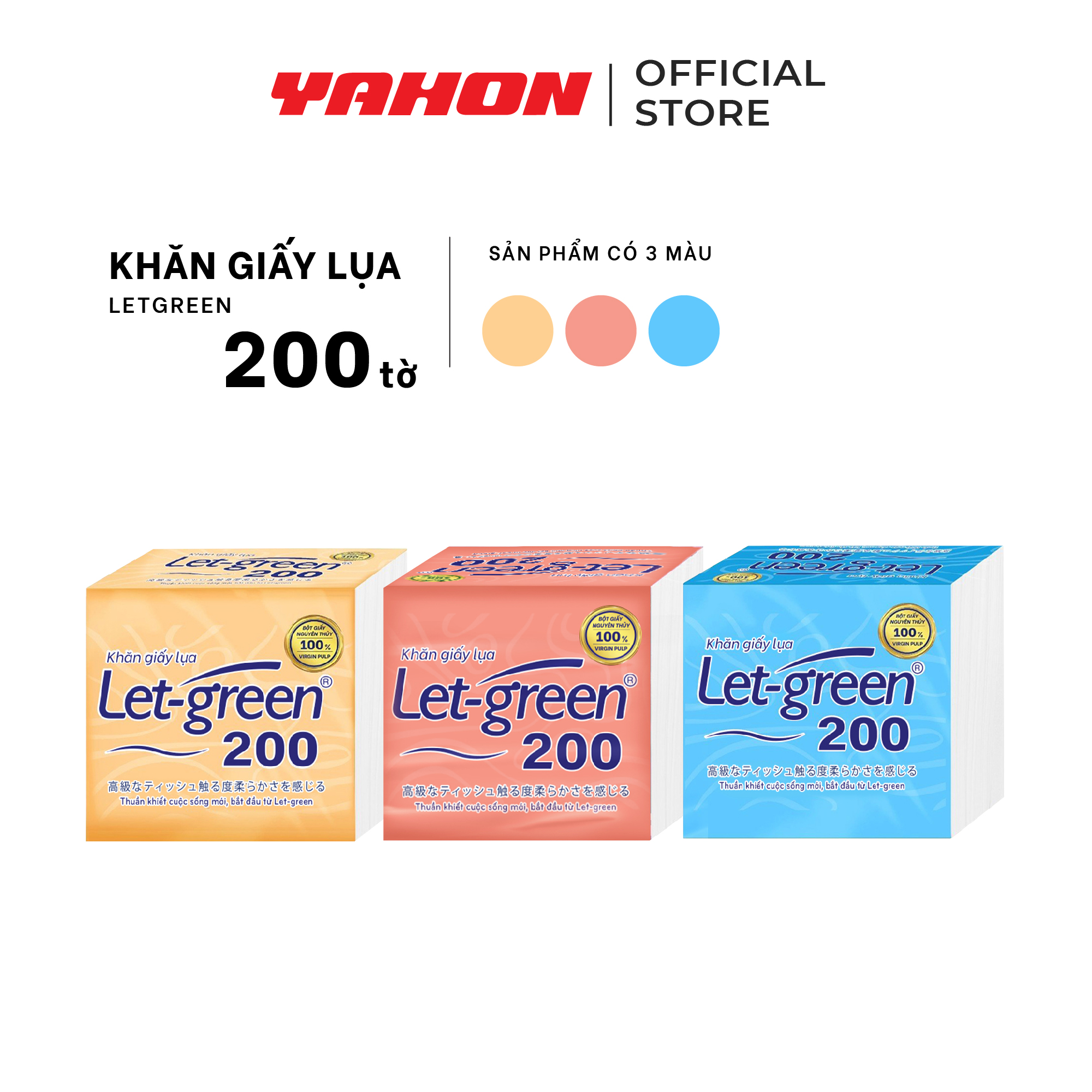 Combo 3 Bao Giấy Lụa Let-green, 200 tờ/bao