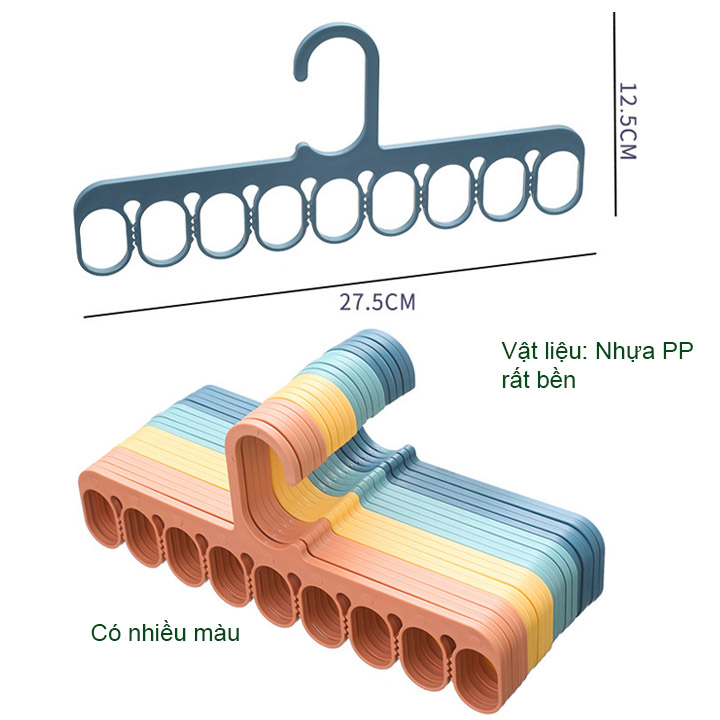 Bộ combo 5 móc treo quần áo, vớ tất, đồ lót đa năng thông minh, bằng nhựa PP (màu ngẫu nhiên)