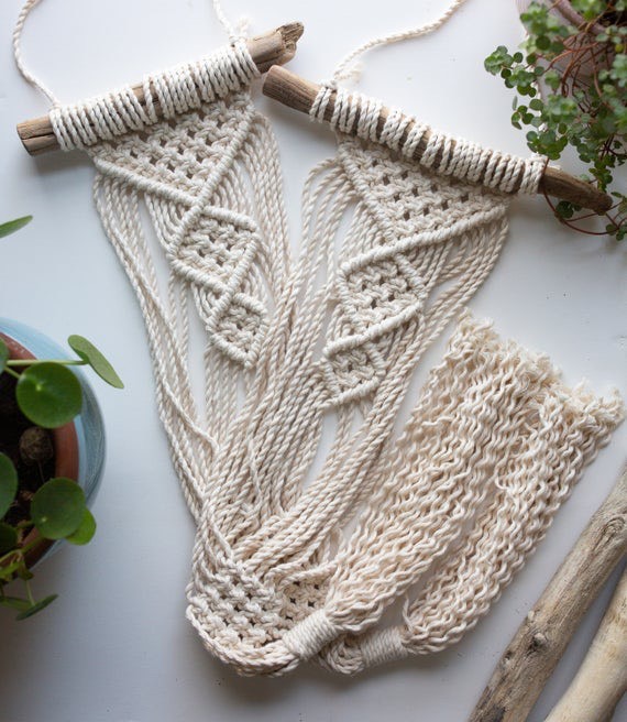 01 Giỏ Treo Hoa Cây Cảnh Trang Trí Treo Tường Tết Dây Nghệ Thuật Macrame, Trang Trí Nhà Cửa, Quán Cafe, Homestay. GTH215