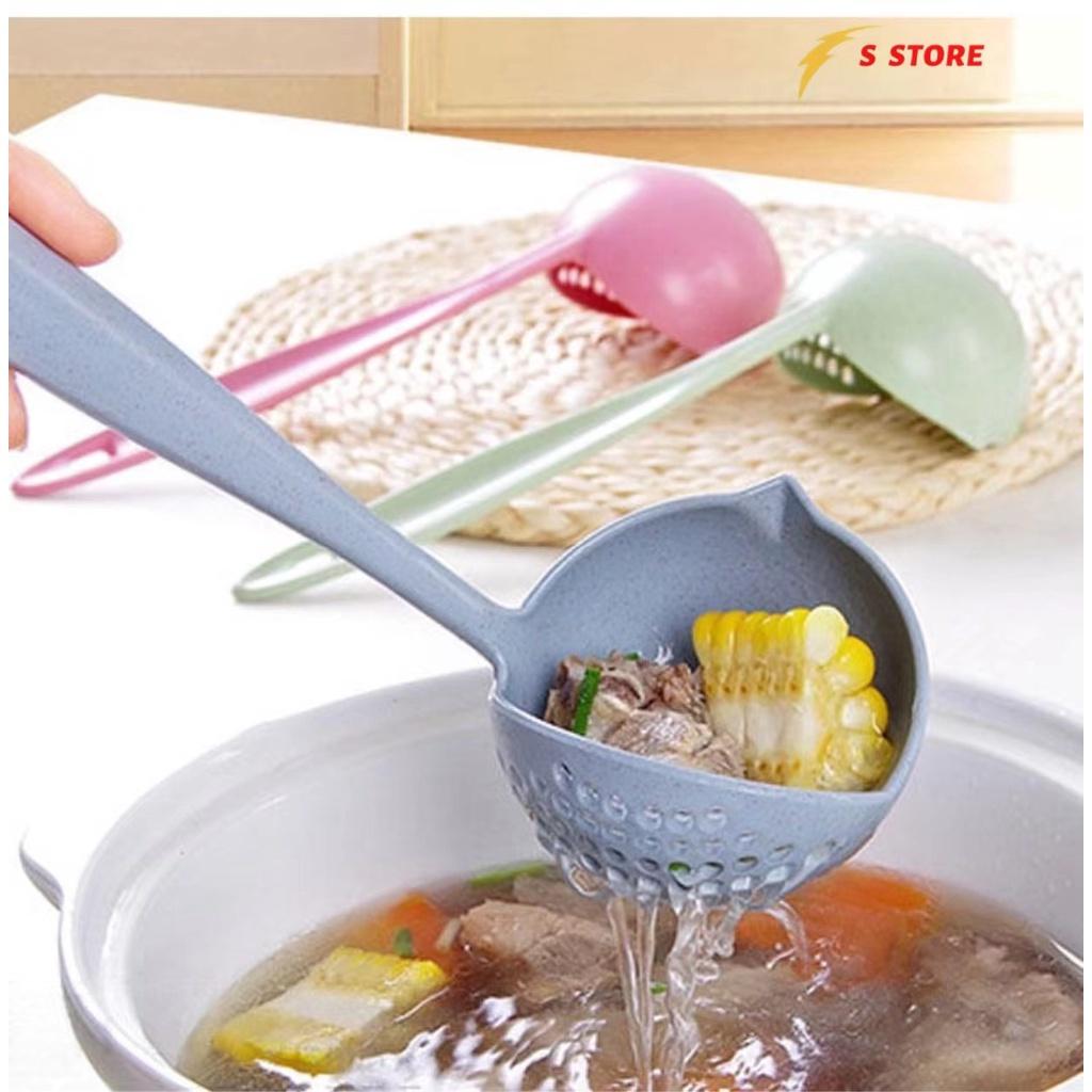 Vá vớt có lỗ và Vá múc canh tiện dụng, Muôi, muỗng thủng ăn lẩu, múc canh 2 trong 1