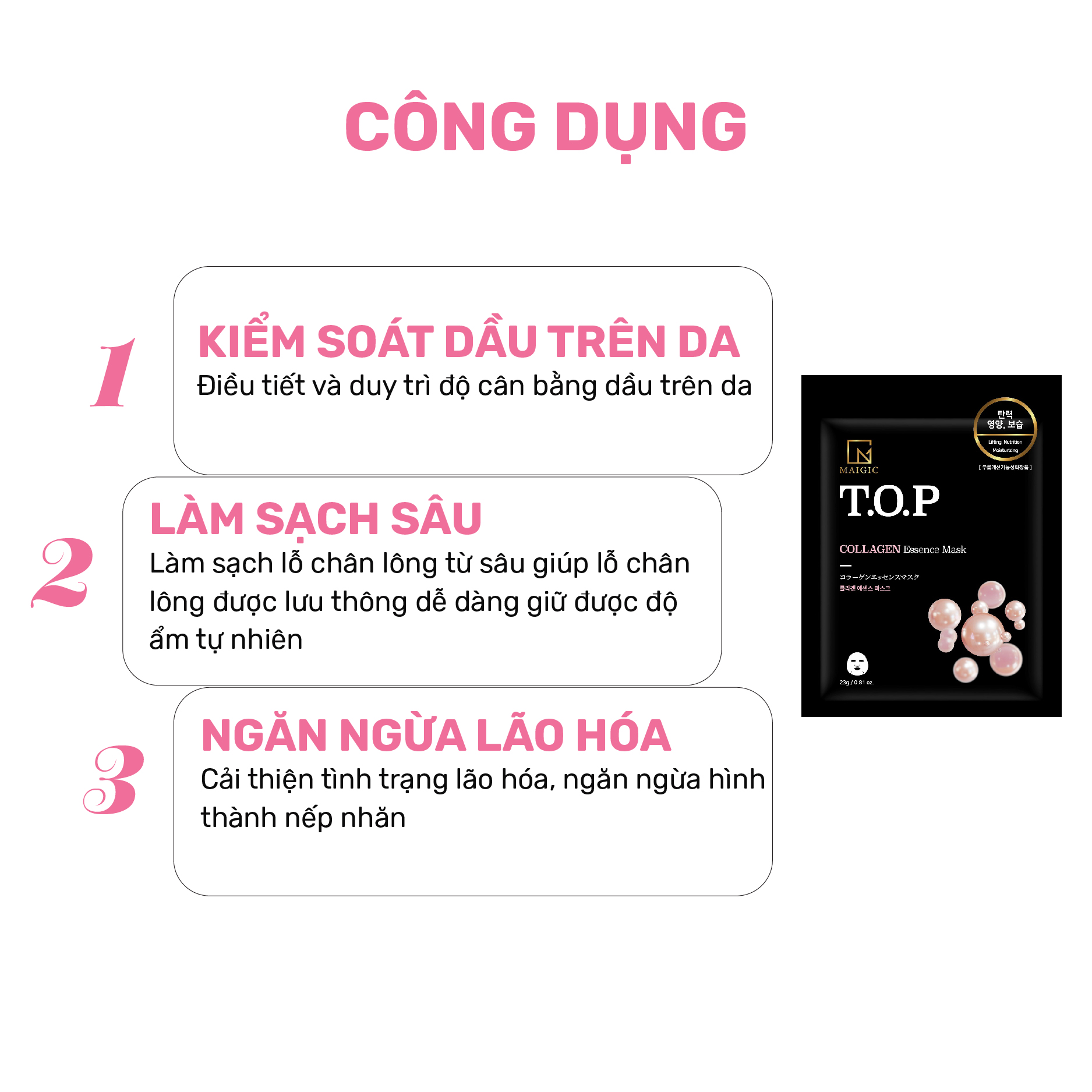 Mặt Nạ Giấy MAIGIC T.O.P Essence Mask Chiết Xuất Từ Collagen 23g