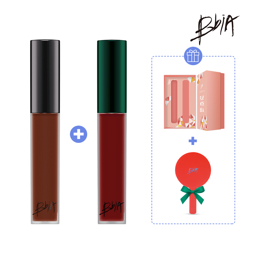 Combo Feign Love: 01 Last Velvet Lip Tint Version 8 + 01 Last Velvet Lip Tint Asia Edition #A3 Chiangmai Chili tặng 01 hộp quà đựng son + 01 gương