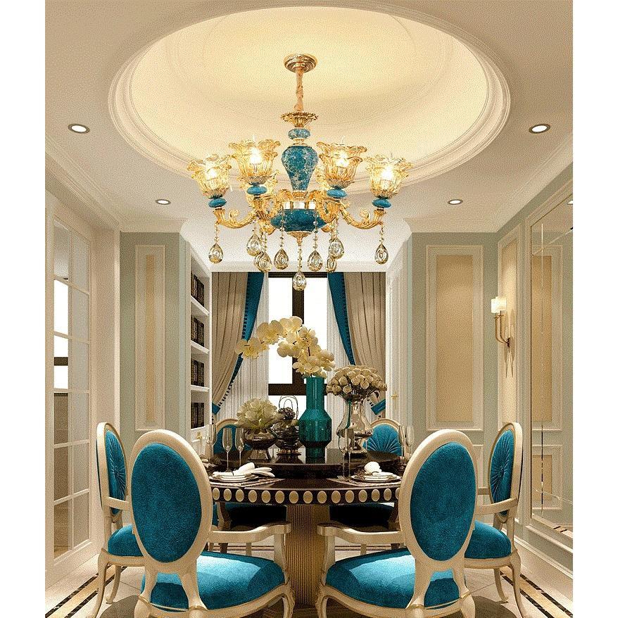 Đèn chùm trang trí ROYA phong cách Châu Âu hiện đại sang trọng loại 6,8,15 tay - Tặng kèm bóng LED đầy đủ