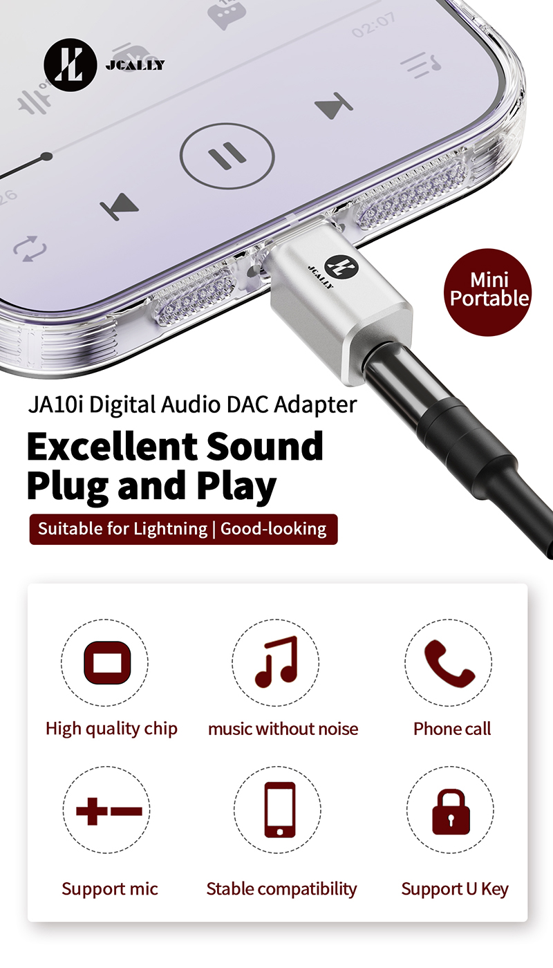 [NC] JCALLY JA10i Bộ giải mã với Chip C100 | Cáp chuyển đổi âm thanh | Dongle Dac Amp | Hàng chính hãng