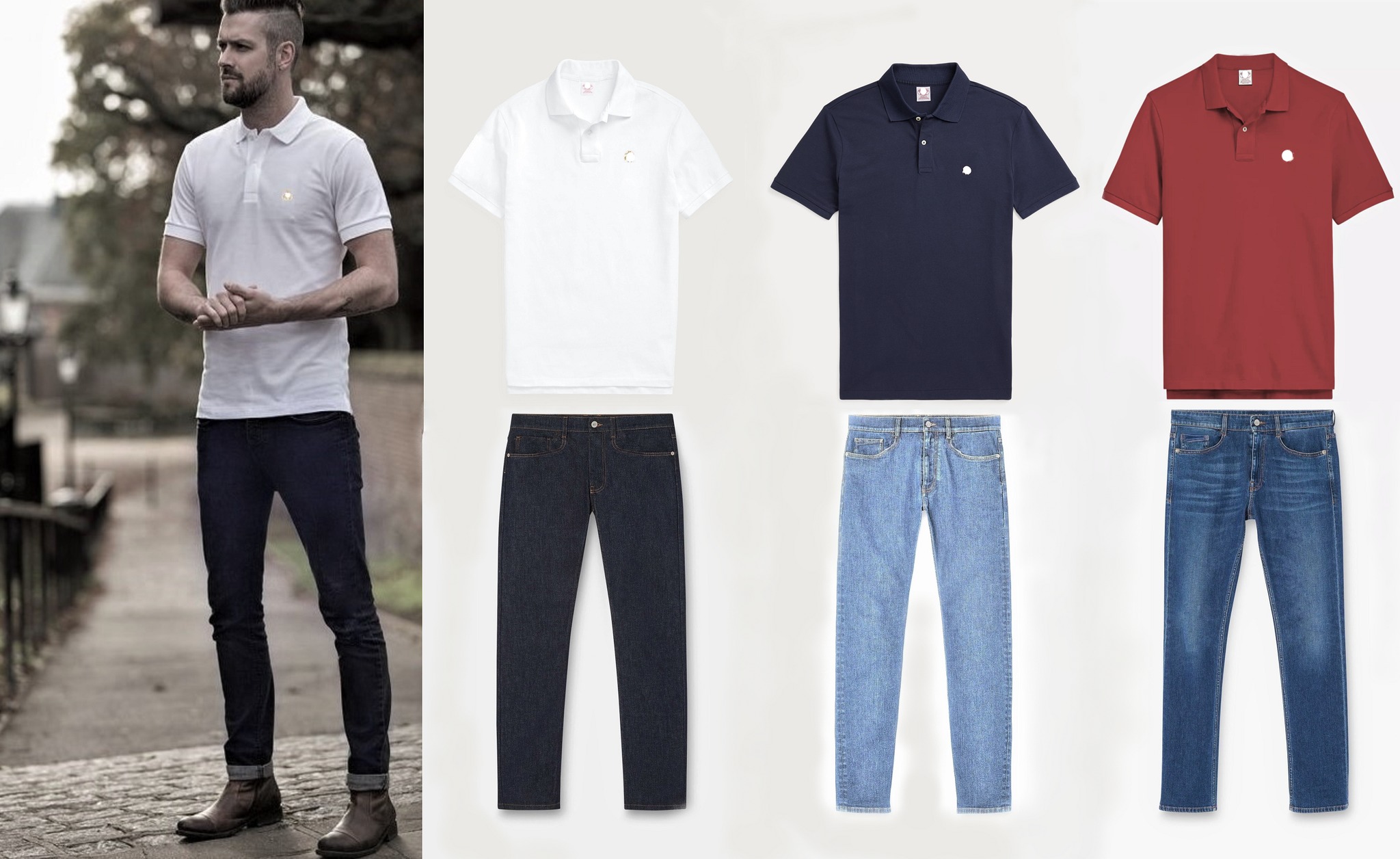 Nguyên bộ Denim slim fit jeans của AD HOC và Polo của B Brothers. Outfit hoàn hảo . Quần với chất jeans mềm, dáng slim cực chuẩn, co giãn thoải mái