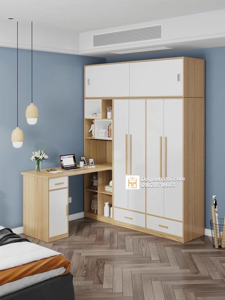 Tủ quần áo kết hợp bàn làm việc hiện đại - TA211